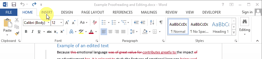 Click for full size Accept all changes Word 2013
