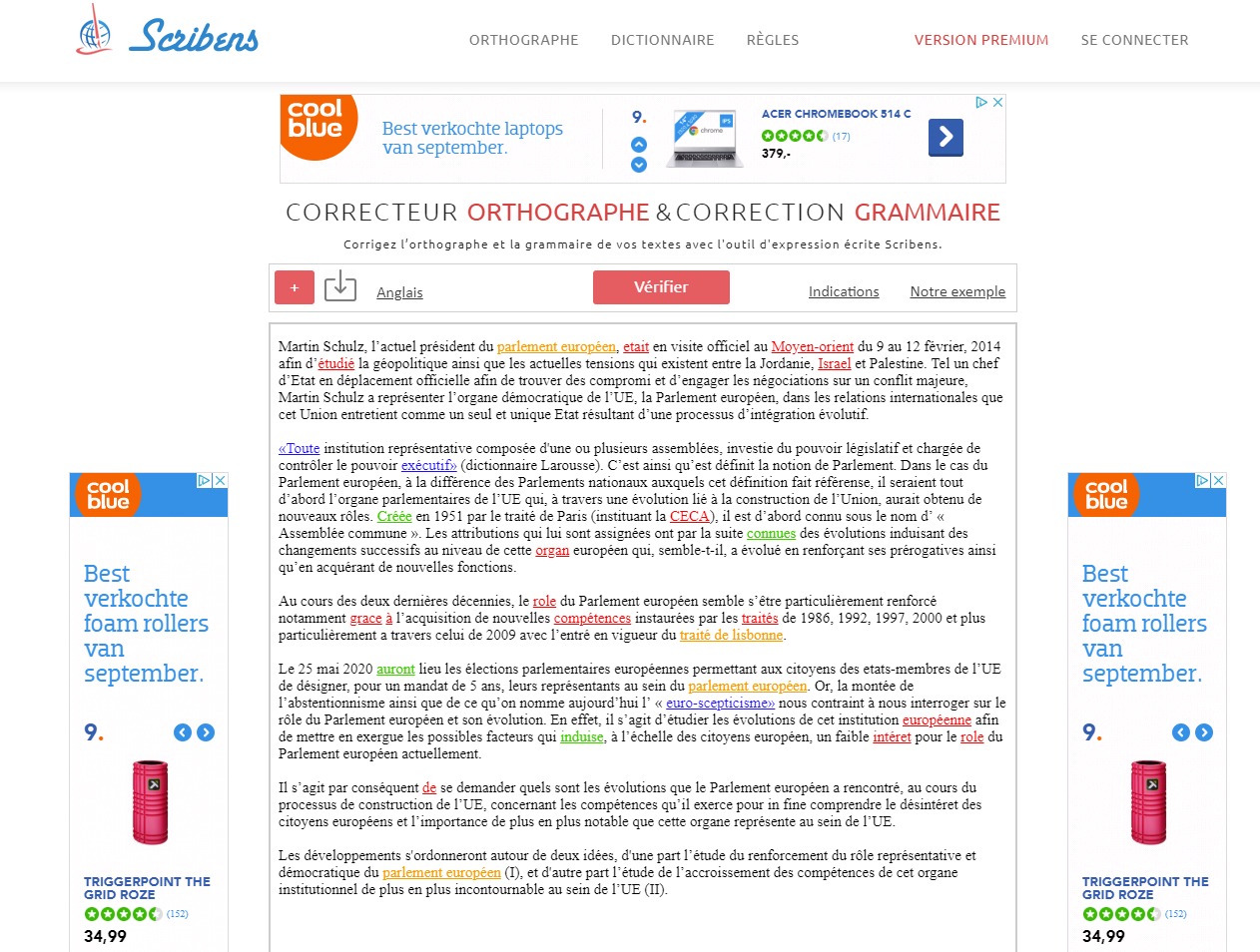 Correcteur d'orthographe, de style et de grammaire en ligne