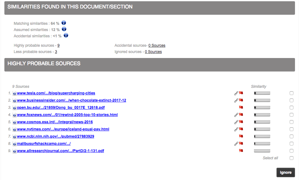 Compilatio Studium plagiarism report