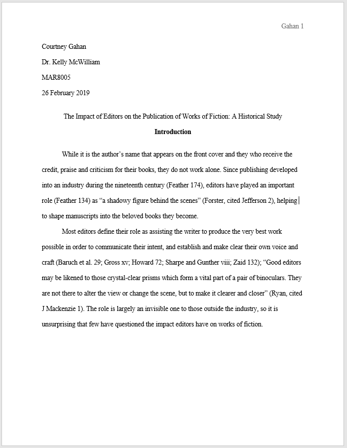 mla format first page of essay
