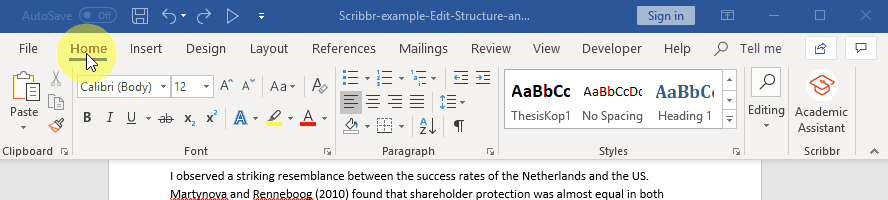 Vis kommentarer (Word 2019)