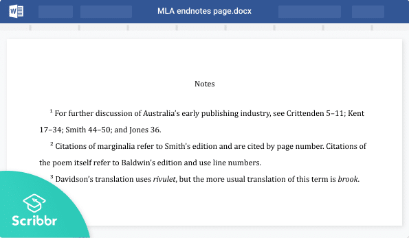 MLA endnotes page