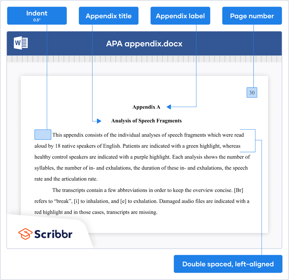 Example of an appendix in APA format