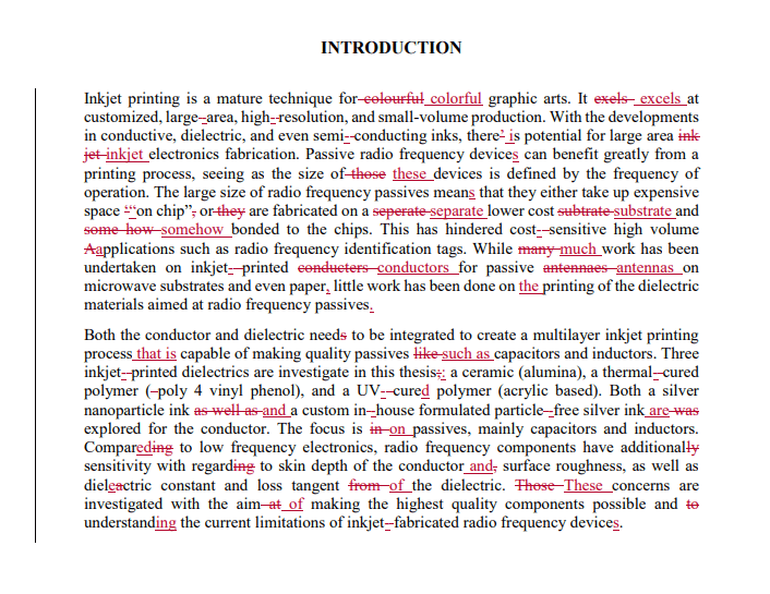 proof read and double check structure, and forms of writing