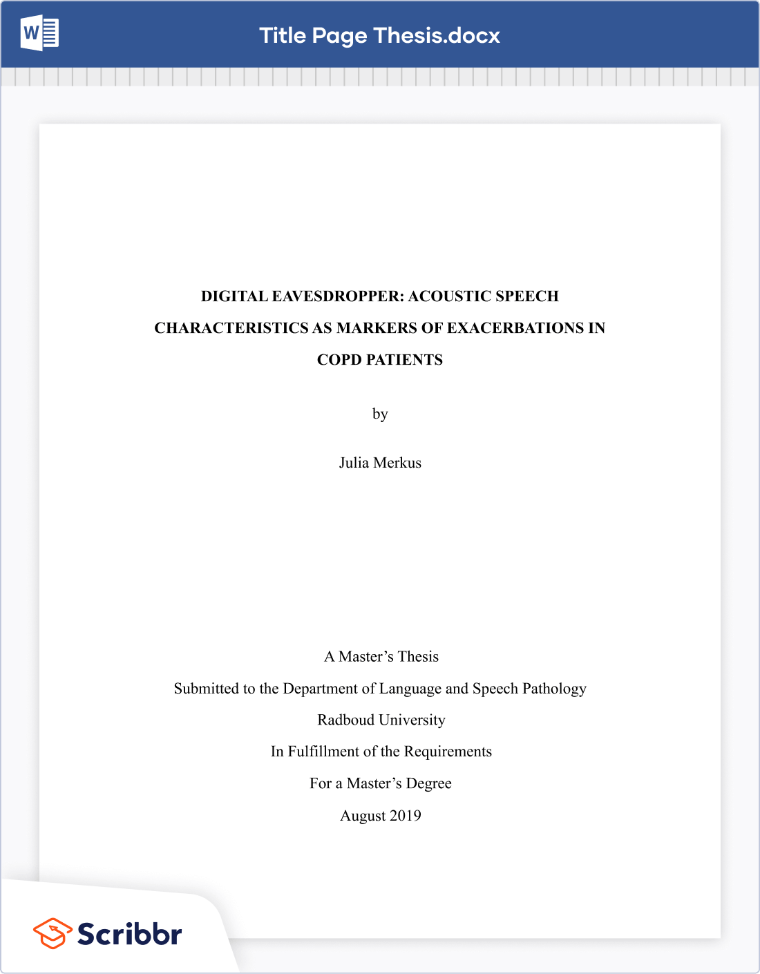 Thesis in a paper