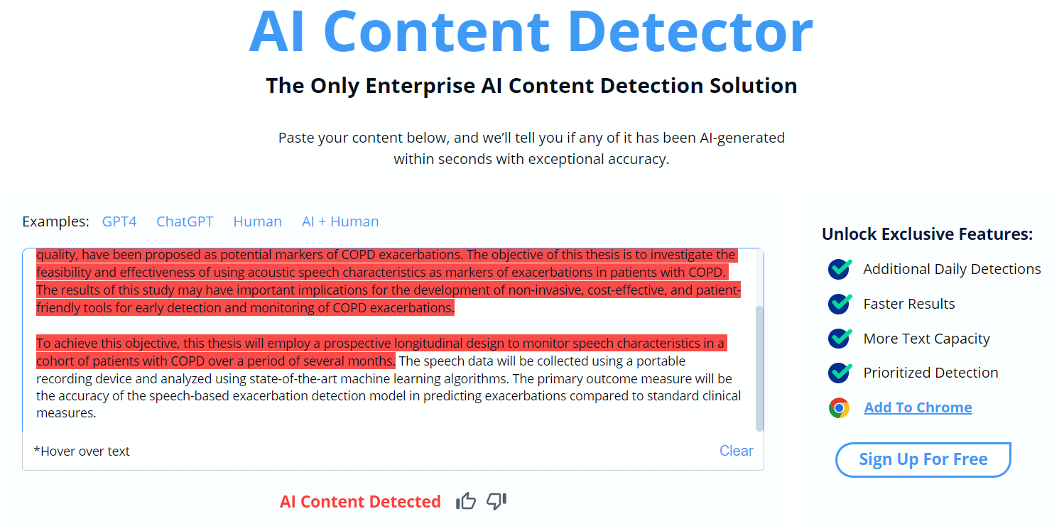CopyLeaks AI detector
