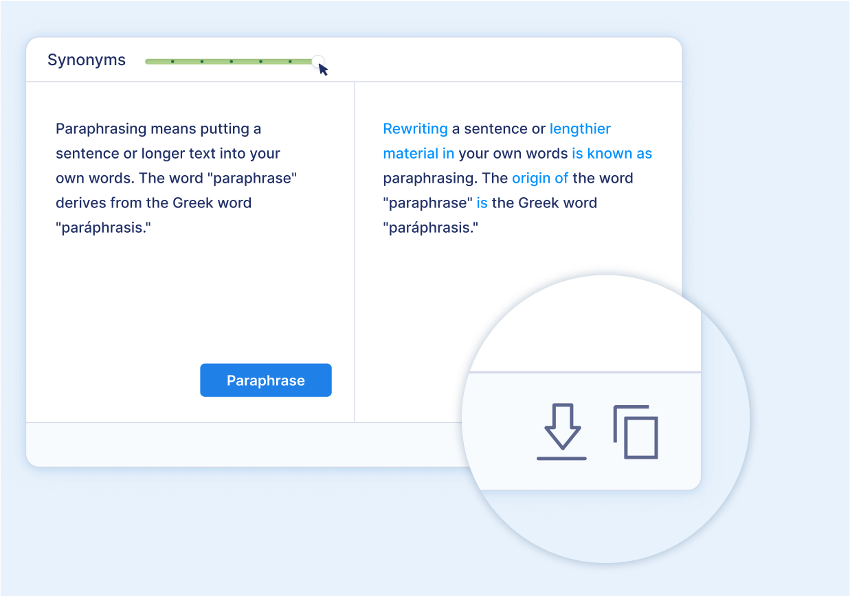 Example of synonymy generated by our method. On the left side, a