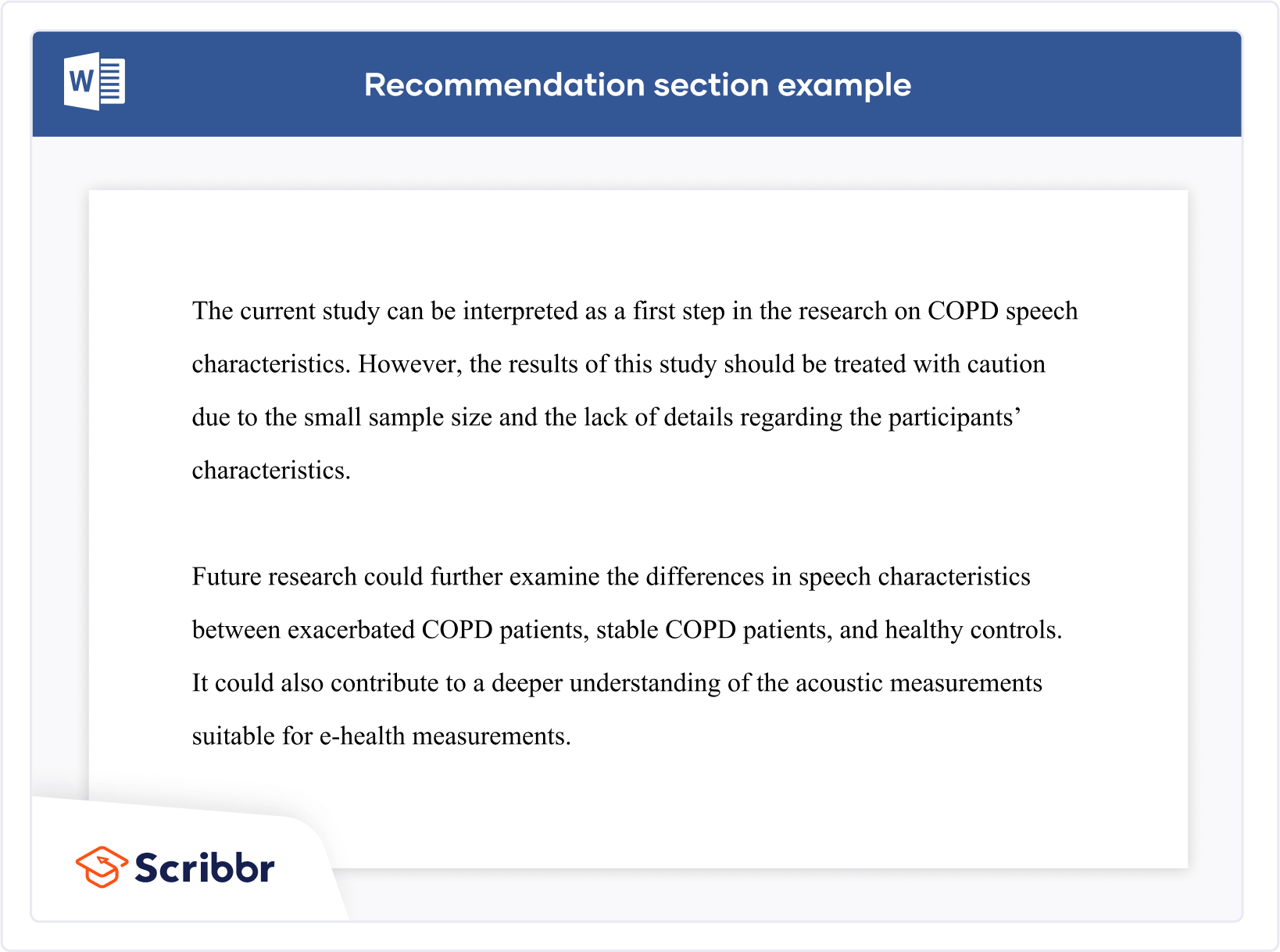 Recommendation in research example