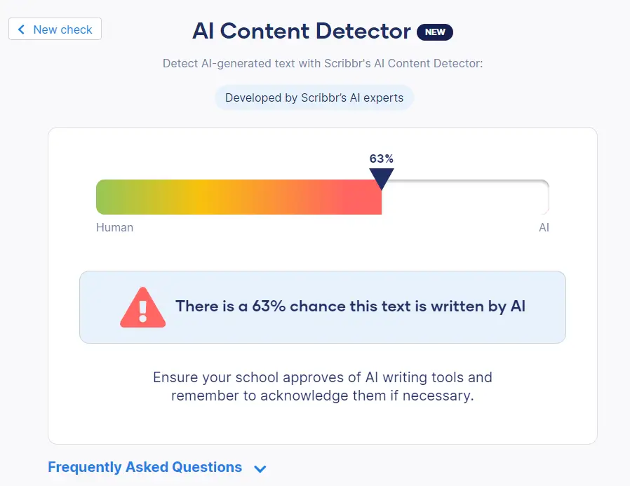 Scribbr's AI Detector