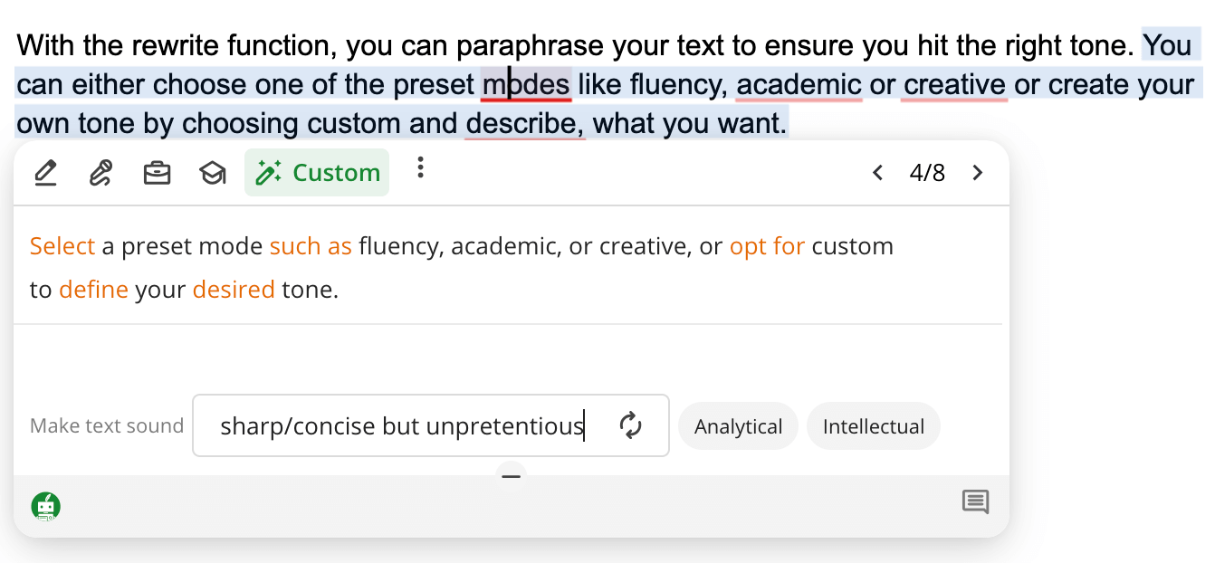 QuillBot paraphraser example
