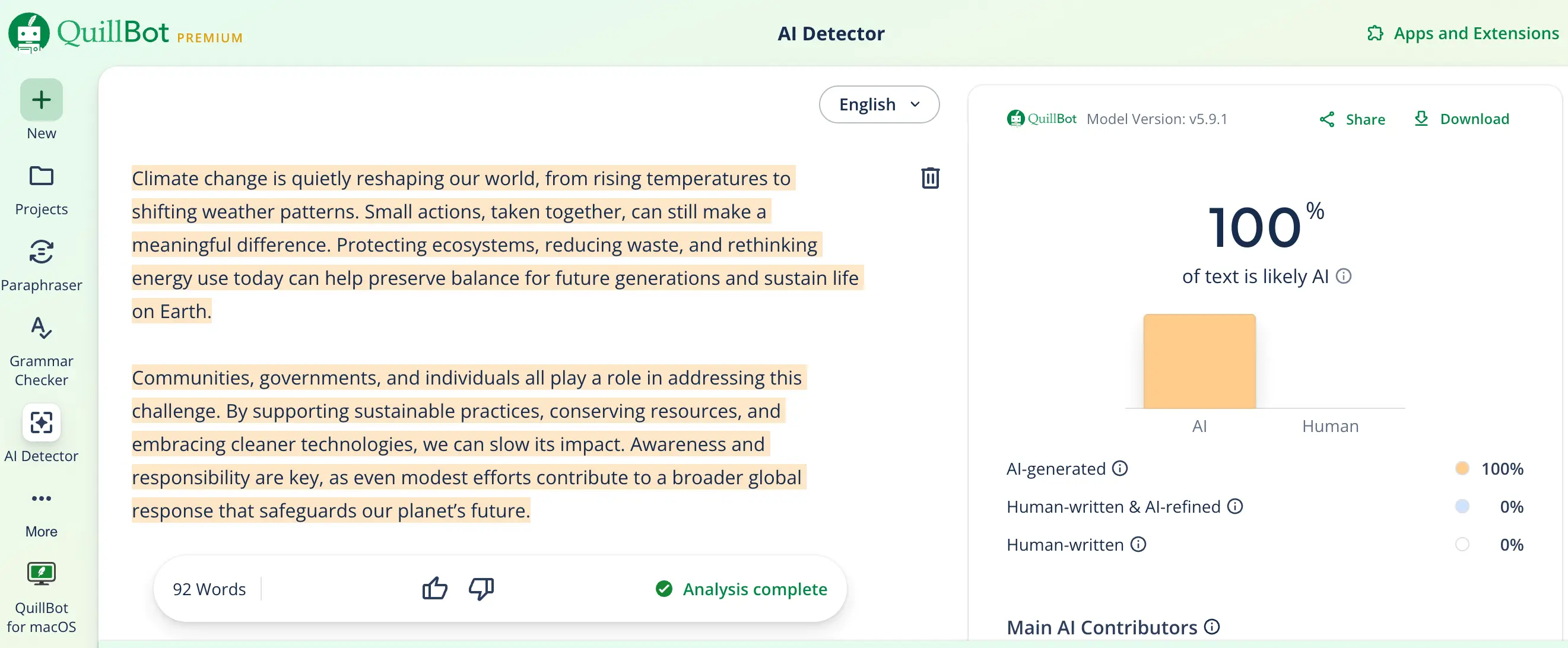 QuillBot's AI Detector